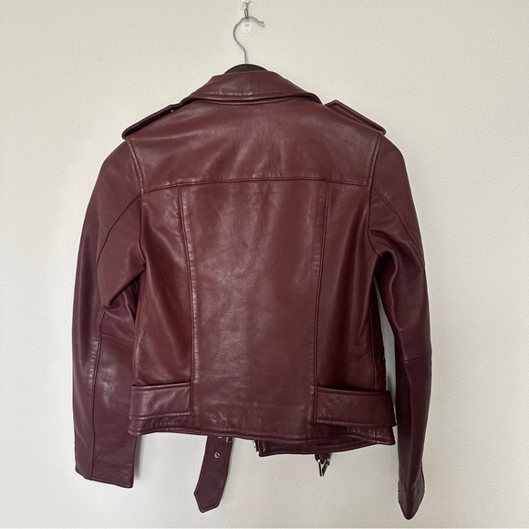 AllSaints Burgundy Lamb Leather Jacket – New Without Tags - Picture 2 of 8